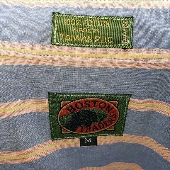 Boston Traders Mens Size M Blue Solid Long Sleeve Button Down Dress Shirt - Picture 2 of 8